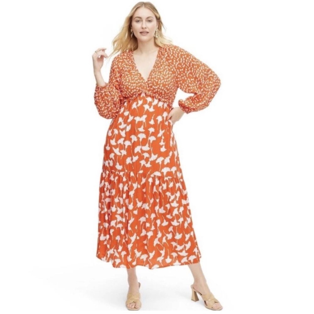 NWOT Diane Von Furstenberg x Target maxi dress, L, red poppy print